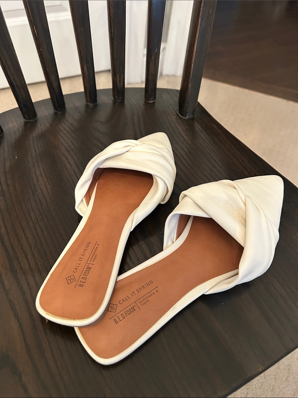 Call It Spring Cream Quilted Pointed Slide Mules